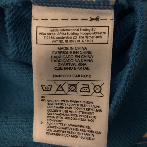 Adidas Blue and White Striped Pullover Hoodie - Picture 7 of 12